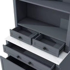 Garde-manger de cuisine de 83,7 H, Armoire de cuisine autonome avec plateau en faux marbre, Armoire avec 5 tiroirs et étagère réglable - ModernLuxe