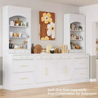 Garde-manger de cuisine de 83,7 H, Armoire de cuisine autonome avec plateau en faux marbre, Armoire avec 5 tiroirs et étagère réglable - ModernLuxe