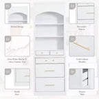 Garde-manger de cuisine de 83,7 H, Armoire de cuisine autonome avec plateau en faux marbre, Armoire avec 5 tiroirs et étagère réglable - ModernLuxe