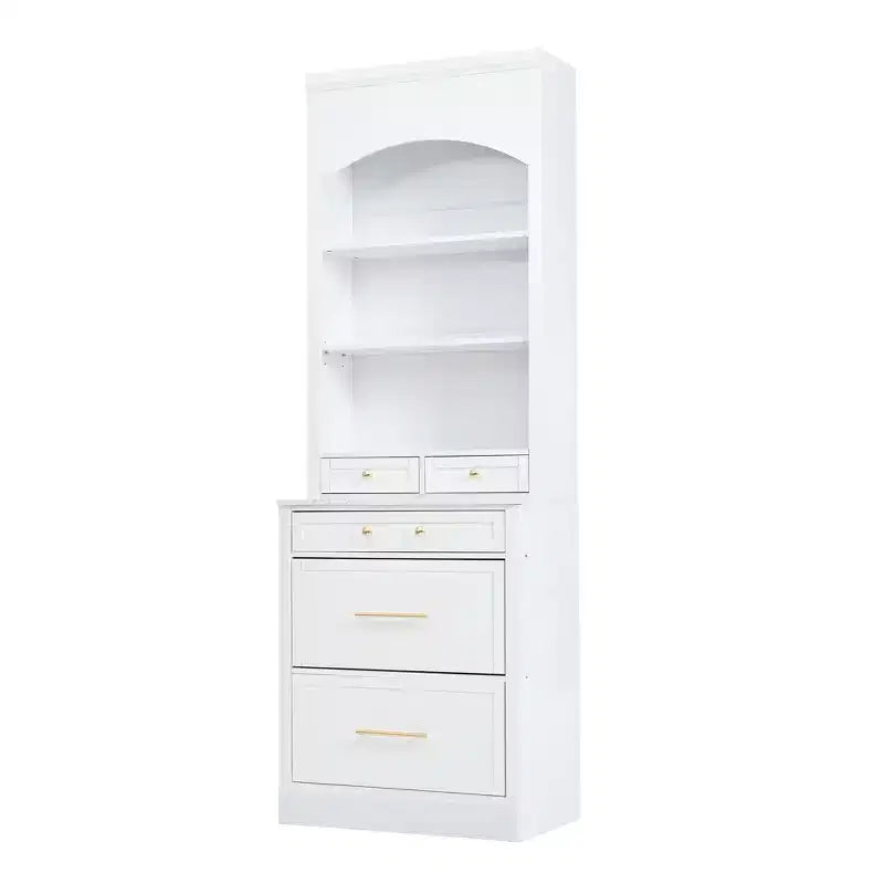 Garde-manger de cuisine de 83,7 H, Armoire de cuisine autonome avec plateau en faux marbre, Armoire avec 5 tiroirs et étagère réglable - ModernLuxe