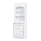 Garde-manger de cuisine de 83,7 H, Armoire de cuisine autonome avec plateau en faux marbre, Armoire avec 5 tiroirs et étagère réglable - ModernLuxe