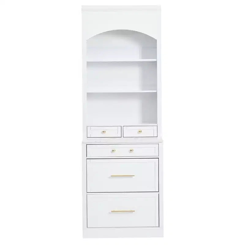 Garde-manger de cuisine de 83,7 H, Armoire de cuisine autonome avec plateau en faux marbre, Armoire avec 5 tiroirs et étagère réglable - ModernLuxe