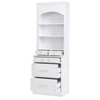 Garde-manger de cuisine de 83,7 H, Armoire de cuisine autonome avec plateau en faux marbre, Armoire avec 5 tiroirs et étagère réglable - ModernLuxe