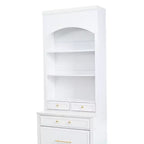 Garde-manger de cuisine de 83,7 H, Armoire de cuisine autonome avec plateau en faux marbre, Armoire avec 5 tiroirs et étagère réglable - ModernLuxe