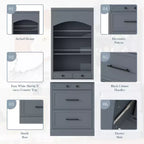 Garde-manger de cuisine de 83,7 H, Armoire de cuisine autonome avec plateau en faux marbre, Armoire avec 5 tiroirs et étagère réglable - ModernLuxe
