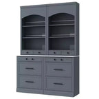 Garde-manger de cuisine de 83,7 H, Armoire de cuisine autonome avec plateau en faux marbre, Armoire avec 5 tiroirs et étagère réglable - ModernLuxe