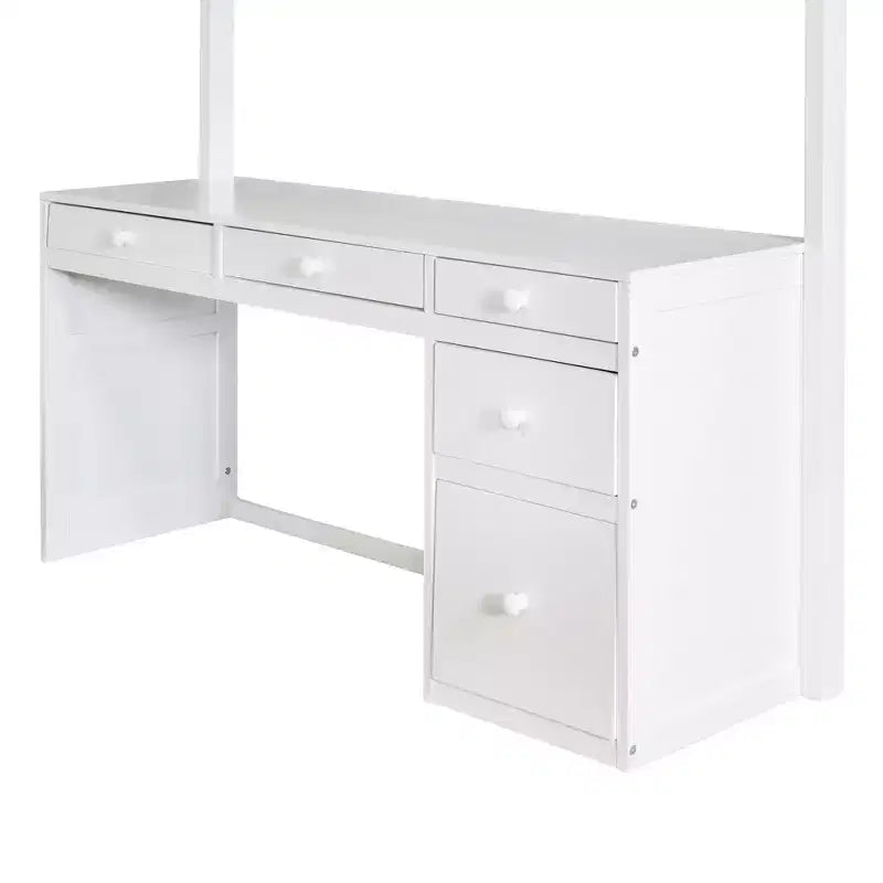 Lit mezzanine double/grand format avec échelle, étagères et bureau avec tiroirs - ModernLuxe