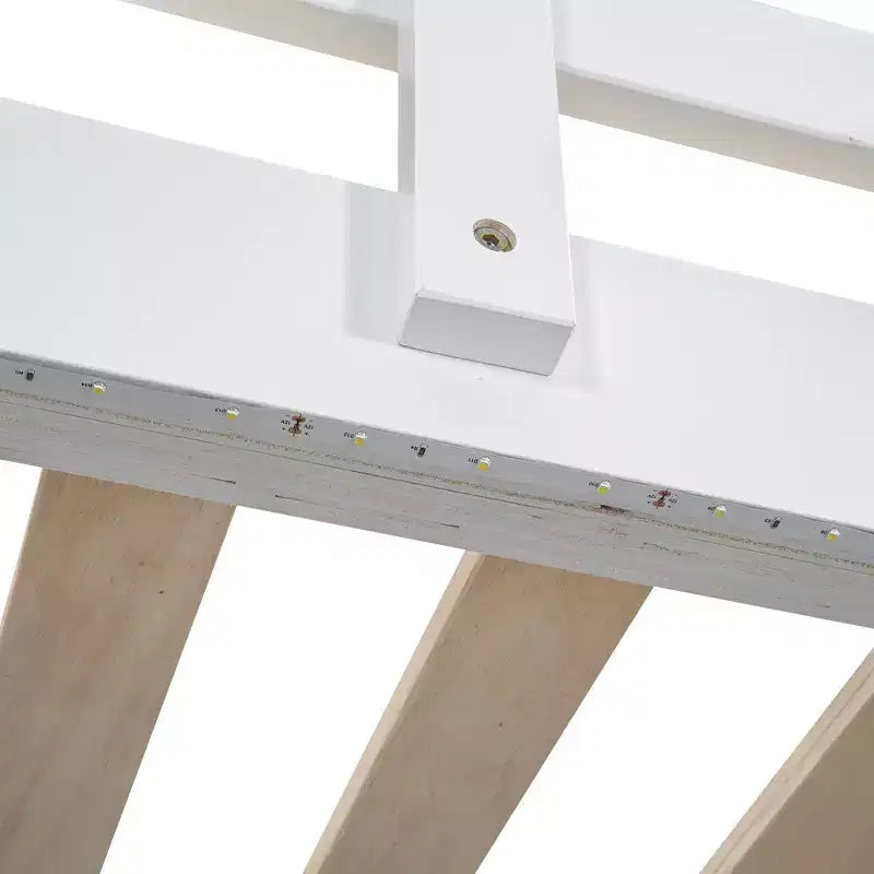 Lit mezzanine Whisen 79,5''L 57,0''l en bois, taille double, avec armoire intégrée, étagères de rangement et lumière LED