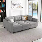 Canapé-lit modulaire Belffin Weave avec siège de rangement (6 places + 7 côtés)