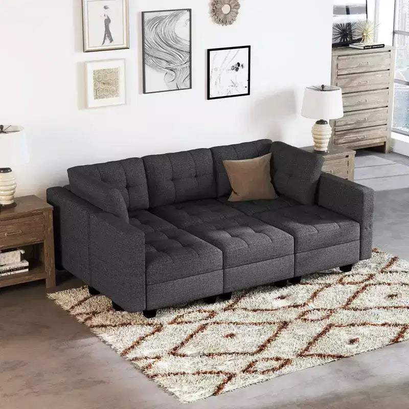 Canapé-lit modulaire Belffin Weave avec siège de rangement (6 places + 7 côtés)