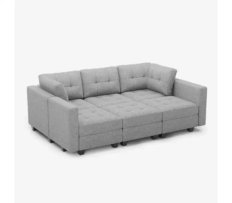 Canapé-lit modulaire Belffin Weave avec siège de rangement (6 places + 7 côtés)