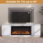 Meuble TV cheminée Costway pour téléviseurs jusqu'à 80 pouces avec cheminée électrique 3 étagères réglables Noir/Blanc