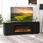 Meuble TV cheminée Costway pour téléviseurs jusqu'à 80 pouces avec cheminée électrique 3 étagères réglables Noir/Blanc