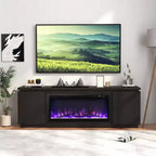 Meuble TV cheminée Costway pour téléviseurs jusqu'à 80 pouces avec cheminée électrique 3 étagères réglables Noir/Blanc