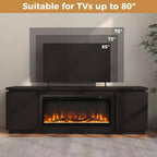 Meuble TV cheminée Costway pour téléviseurs jusqu'à 80 pouces avec cheminée électrique 3 étagères réglables Noir/Blanc