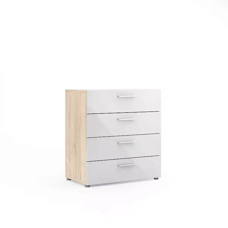 HomeStock Commode verticale en panneaux de particules de 16,7 cm de hauteur avec 4 tiroirs en finition beige