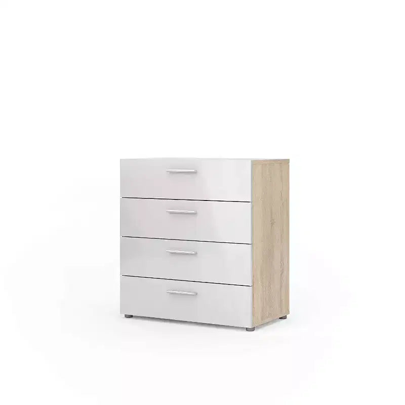 HomeStock Commode verticale en panneaux de particules de 16,7 cm de hauteur avec 4 tiroirs en finition beige