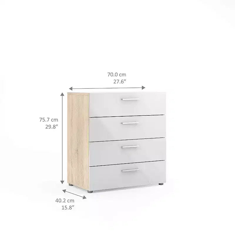 HomeStock Commode verticale en panneaux de particules de 16,7 cm de hauteur avec 4 tiroirs en finition beige