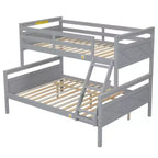 Lit superposé double sur plein avec échelle, garde-corps de sécurité, parfait pour la chambre, gris