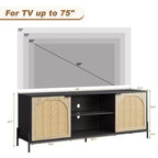 Meuble TV WhizMax en rotin pour téléviseur de 75 pouces, centre de divertissement avec rangement, table console TV de 65 pouces pour salon, chambre à coucher