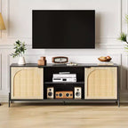 Meuble TV WhizMax en rotin pour téléviseur de 75 pouces, centre de divertissement avec rangement, table console TV de 65 pouces pour salon, chambre à coucher