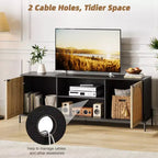 Meuble TV WhizMax en rotin pour téléviseur de 75 pouces, centre de divertissement avec rangement, table console TV de 65 pouces pour salon, chambre à coucher