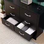 Commode 6 tiroirs en bois, finition naturelle, horizontale, pour chambre à coucher, en MDF