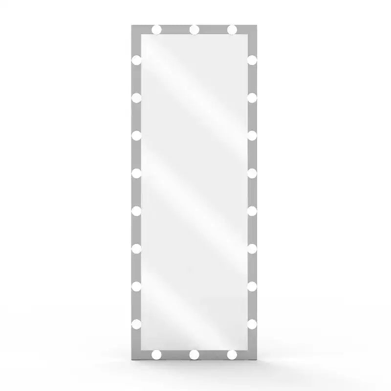 Miroir pleine longueur Hollywood 63x24 argenté avec lumières : 4 modes de couleur, commande tactile, mural ou sur pied