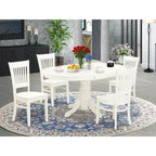 HomeStock AVVA5 Linen White 5 Piece Kitchen Table and Chair Set Modern Style