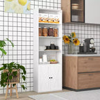 Costway Bibliothèque Ferme 71" avec Portes, 6 Étagères et Armoire 2 Portes pour Chambre Blanc/Noir