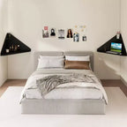 Bureau d'ordinateur flottant d'angle Costway, bureau d'étude mural avec étagère de rangement, blanc/noir