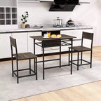 Costway Ensemble table et chaises de salle à manger rectangulaire 3 pièces en bois avec cadre en métal marron/gris