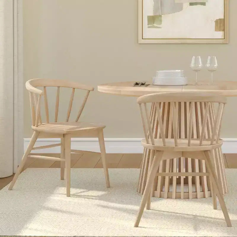 Lot de 2 chaises de salle à manger Plank+Beam, chaise de cuisine en bois massif