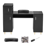 VEVOR Manicure Table, Glass Top Nail Desk, Makeup Dressing Nail Station with Storage Cabinets, Acetone-Resistant Nail Tech Table