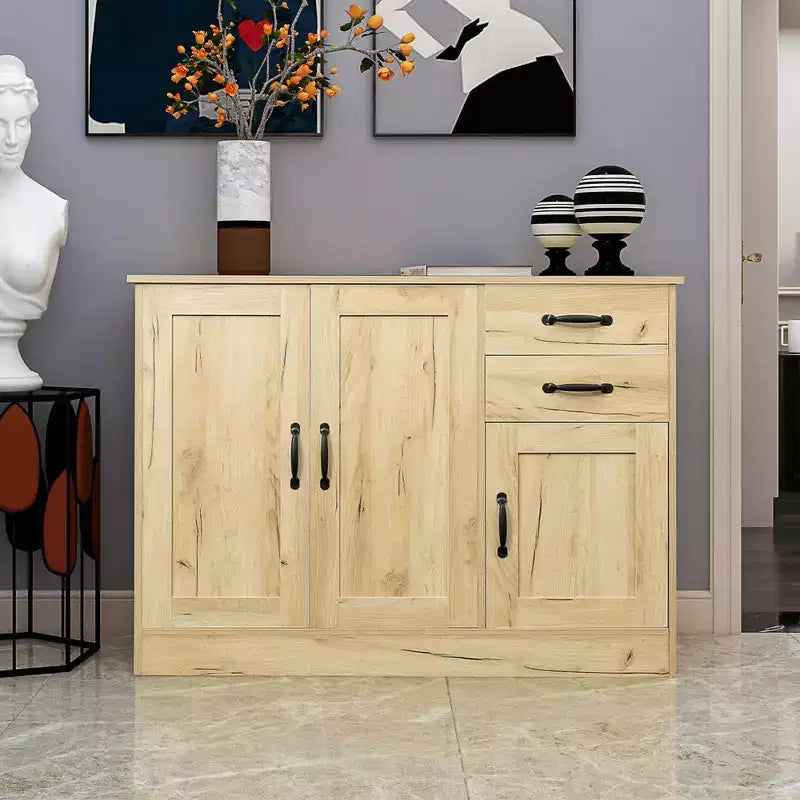 CLIHOME Buffet 3 Portes en Bois Moderne, Desserte d'Entrée, Console de Salle à Manger