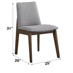 Chaise de salle à manger moderne en bois et tissu rembourré Lucia de GDFStudio (lot de 2)