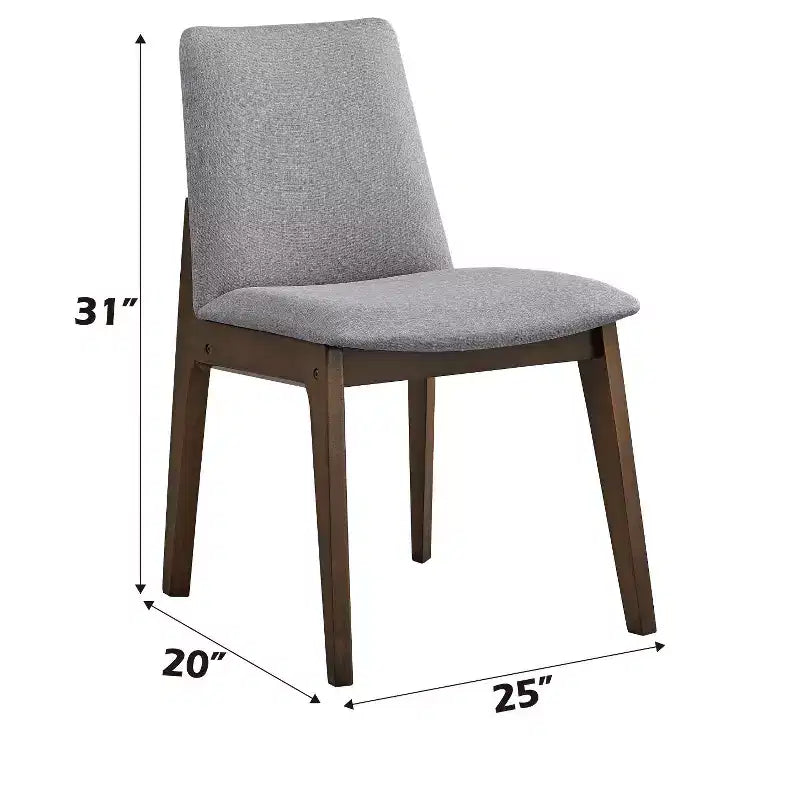 Chaise de salle à manger moderne en bois et tissu rembourré Lucia de GDFStudio (lot de 2)