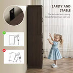 HOMCOM Meuble de Rangement de Cuisine 71 LED, Armoire de Rangement de Style Ferme avec Étagères de Porte, Étagères Réglables et Tiroir, Brun Vieilli
