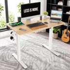 MAYEERTY Bureau électrique debout en chêne 40x24 - Utilisation à domicile, plateau en bois massif, hauteur réglable