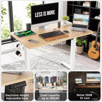 MAYEERTY Bureau électrique debout en chêne 40x24 - Utilisation à domicile, plateau en bois massif, hauteur réglable