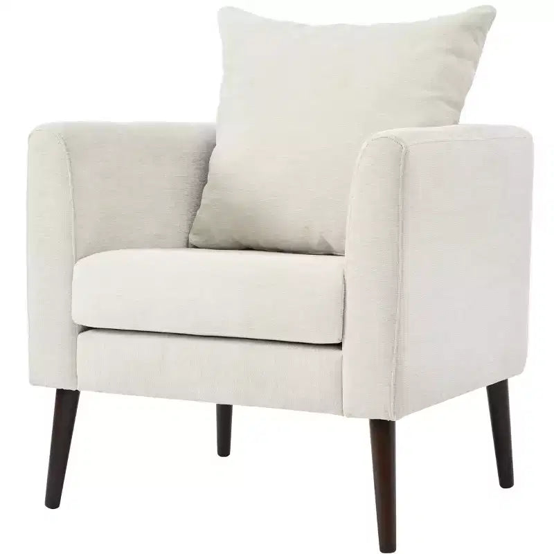 Fauteuils d'appoint Okak pour chambre à coucher, fauteuil rembourré moderne, fauteuil de salon en tissu de style Mid-Century, fauteuil de lecture confortable avec pieds en bois