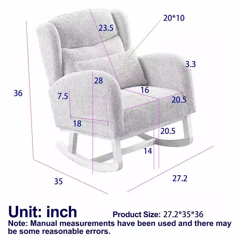 Okak Fauteuil d'appoint moderne pour salon, fauteuil à bascule avec accoudoirs et dossier haut, 69 cm de large, deux poches latérales