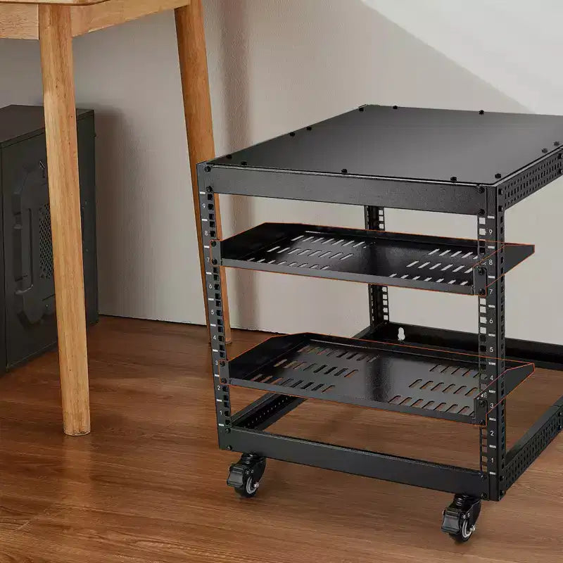 VEVOR Lot de 2 étagères pour serveur 1U, profondeur 10/254 mm, capacité de charge maximale 22,7 kg, étagère de montage murale ou en porte-à-faux ventilée avec plateau