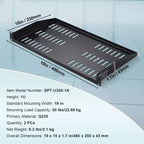 VEVOR Lot de 2 étagères pour serveur 1U, profondeur 10/254 mm, capacité de charge maximale 22,7 kg, étagère de montage murale ou en porte-à-faux ventilée avec plateau