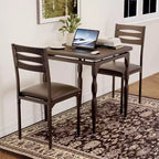 Ensemble table à manger 3 pièces avec pieds en métal en spirale, ensemble compact table et 2 chaises pour petits espaces, ensemble de salle à manger industriel rustique, marron