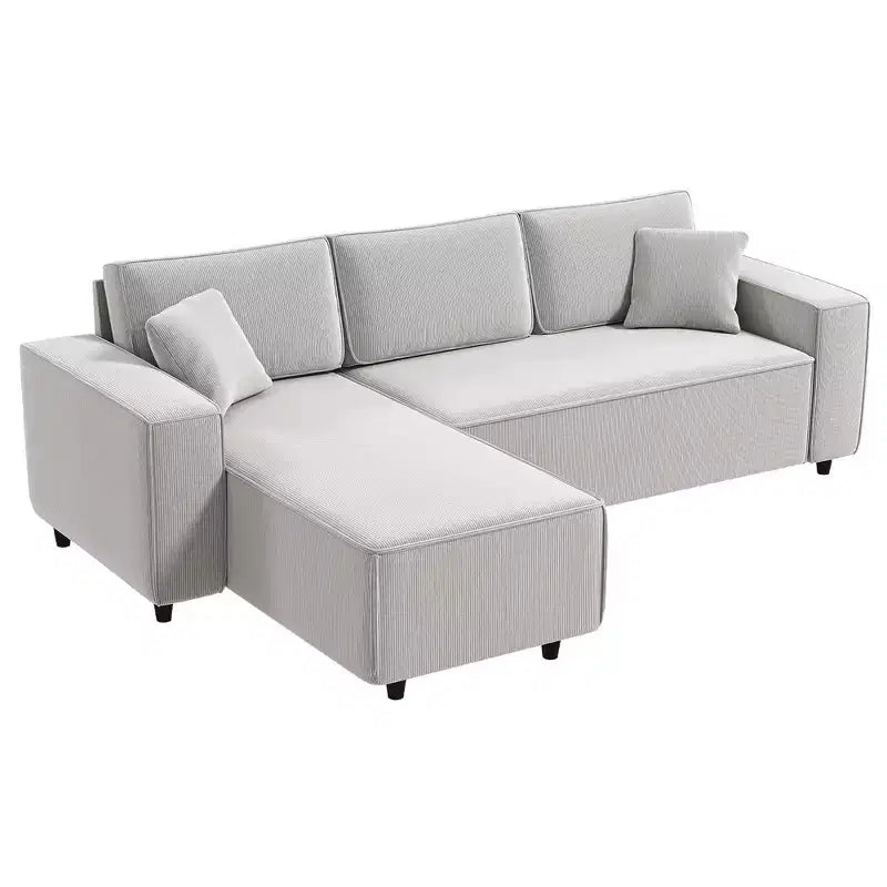 Canapé d'angle HOMCOM avec méridienne réversible, canapé d'angle en forme de L avec tissu en velours côtelé, ressorts ensachés, 2 oreillers