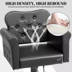 Fauteuil de salon de coiffure pivotant hydraulique robuste Karl Home Black Gold avec capitonnage à boutons