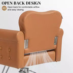 Fauteuil de salon de coiffure pivotant hydraulique robuste Karl Home Black Gold avec capitonnage à boutons