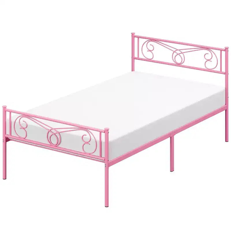 Plateforme de lit avec tête et pied de lit, sommier et sans besoin de sommier tapissier, anti-bruit, montage simple