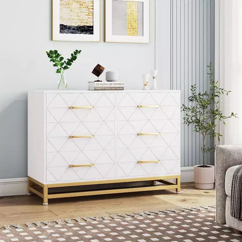 Commode de rangement Zstar à 6 tiroirs pour chambre, salon, couloir